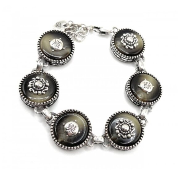 Brighton Reversible Chinoise Bracelet Silver One Size NWT - Picture 1 of 3